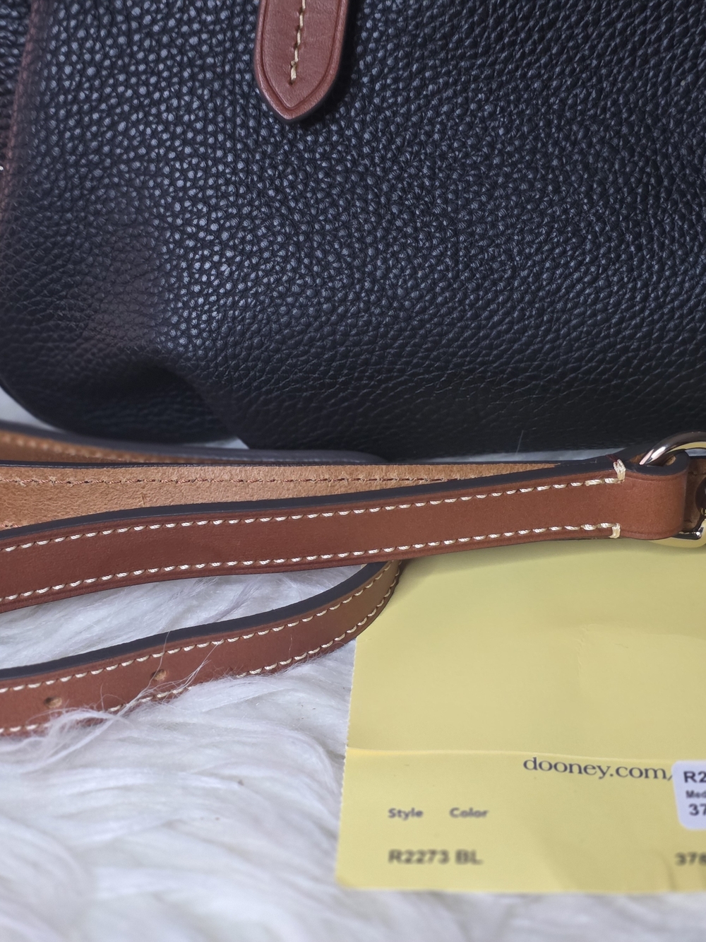 Dooney & Bourke Black Pebbled Leather Satchel with Brown Trim - Picture 7 of 7